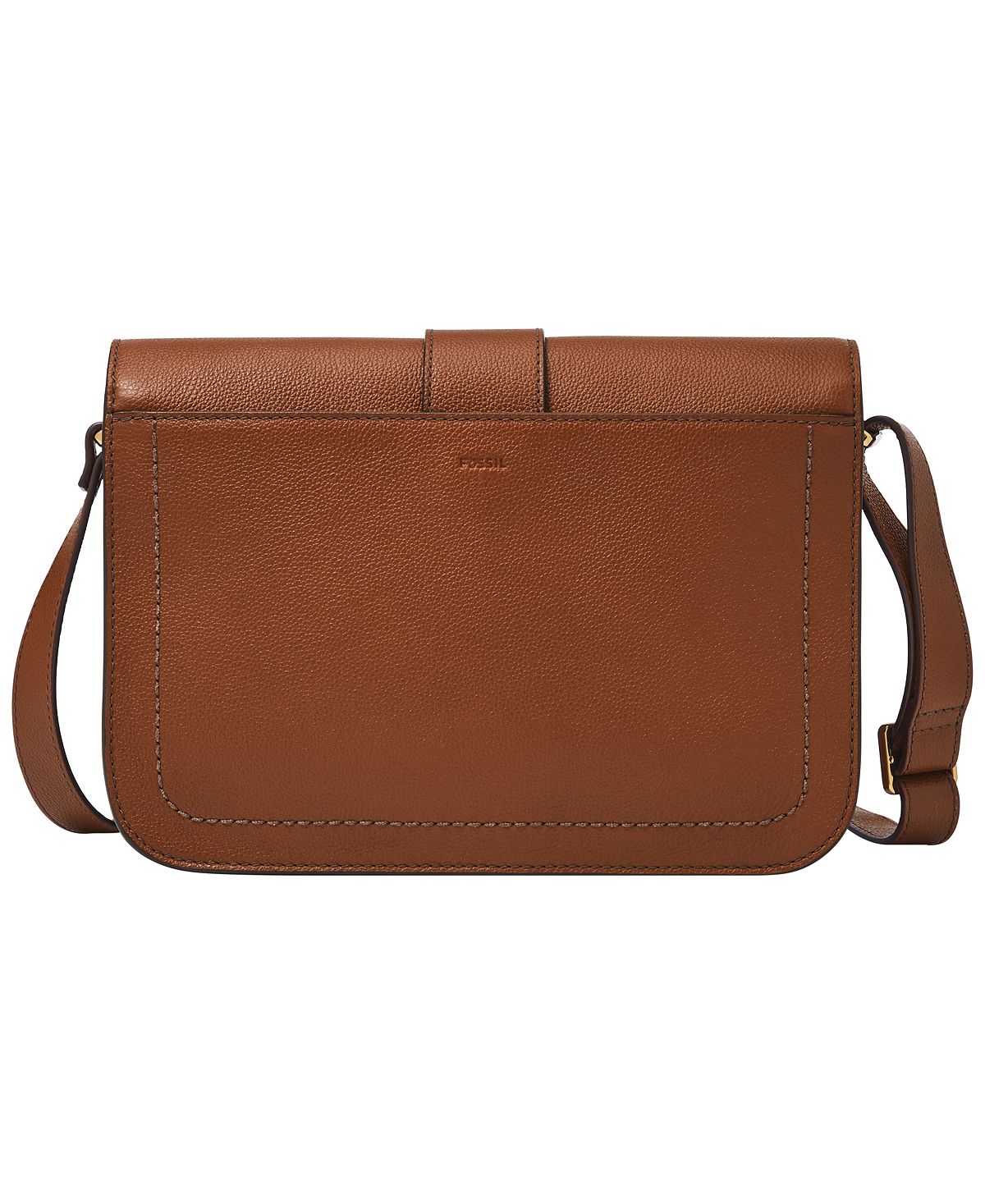 Zoey Fossil Large Leather Crossbody Bag, Brown