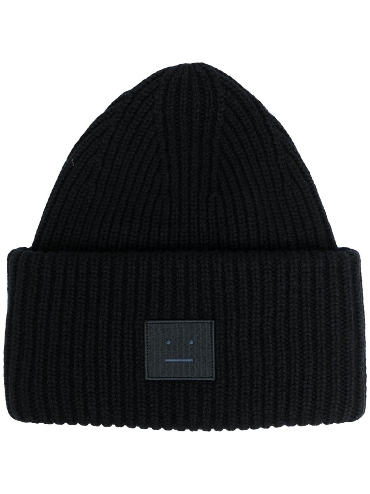 Acne Studios Face Patch Beanie Hat Black