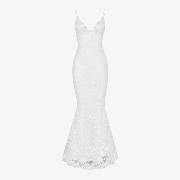 Solene Floral Lace Scalloped Wedding Dress House Of Cb White