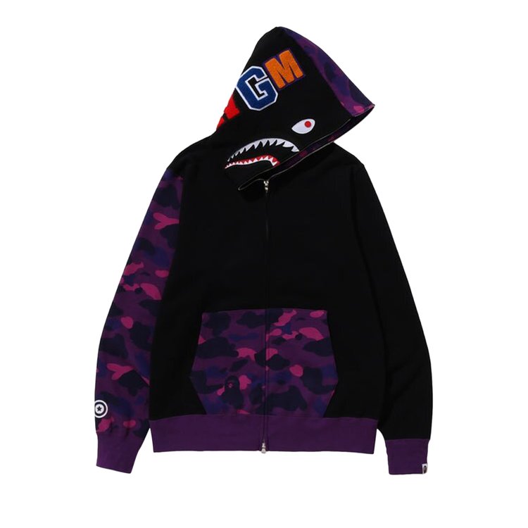 BAPE Color Camo Shark Full Zip 'Purple' Hoodie, Purple