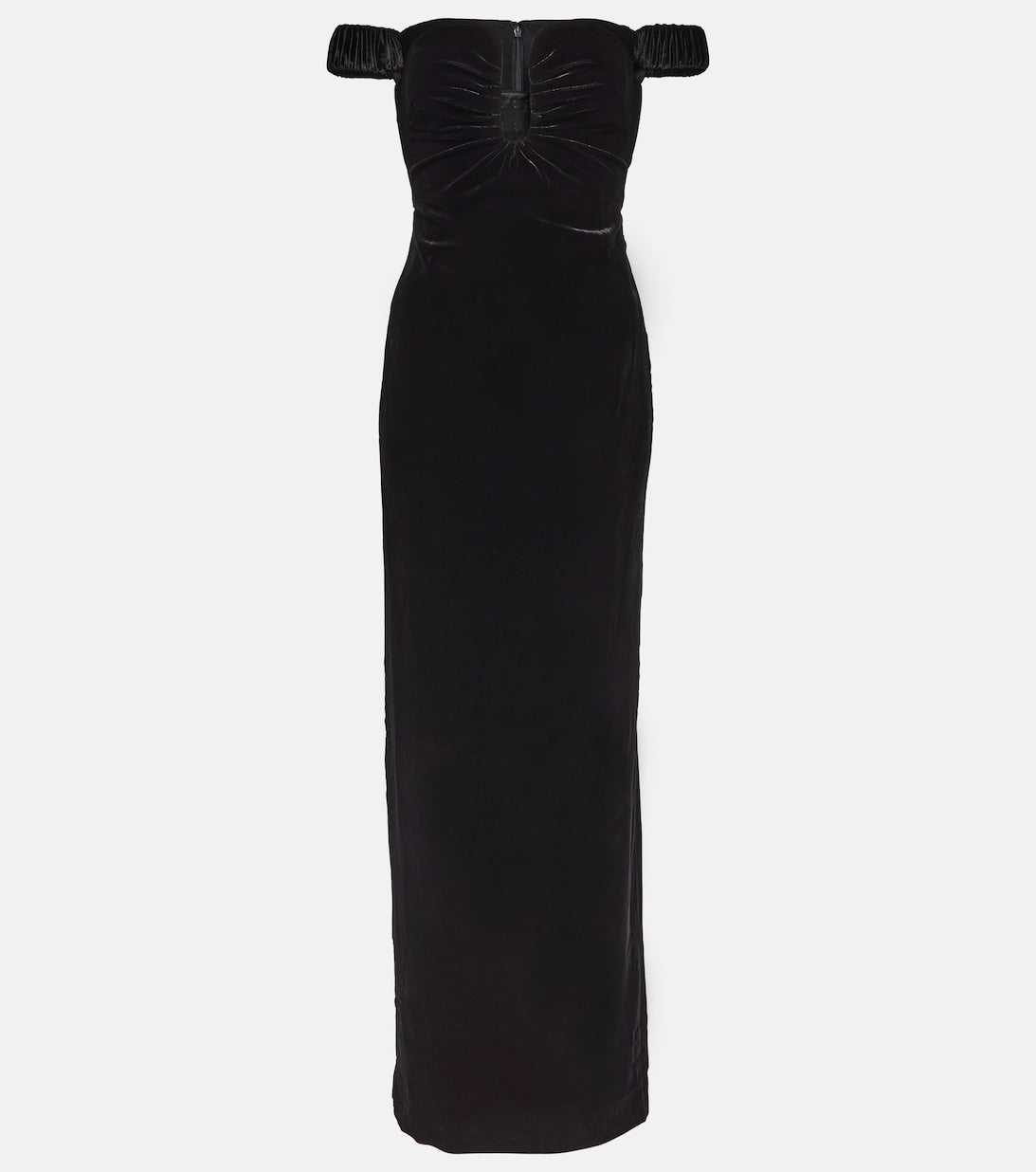 ROLAND MOURET off-shoulder velvet dress, black