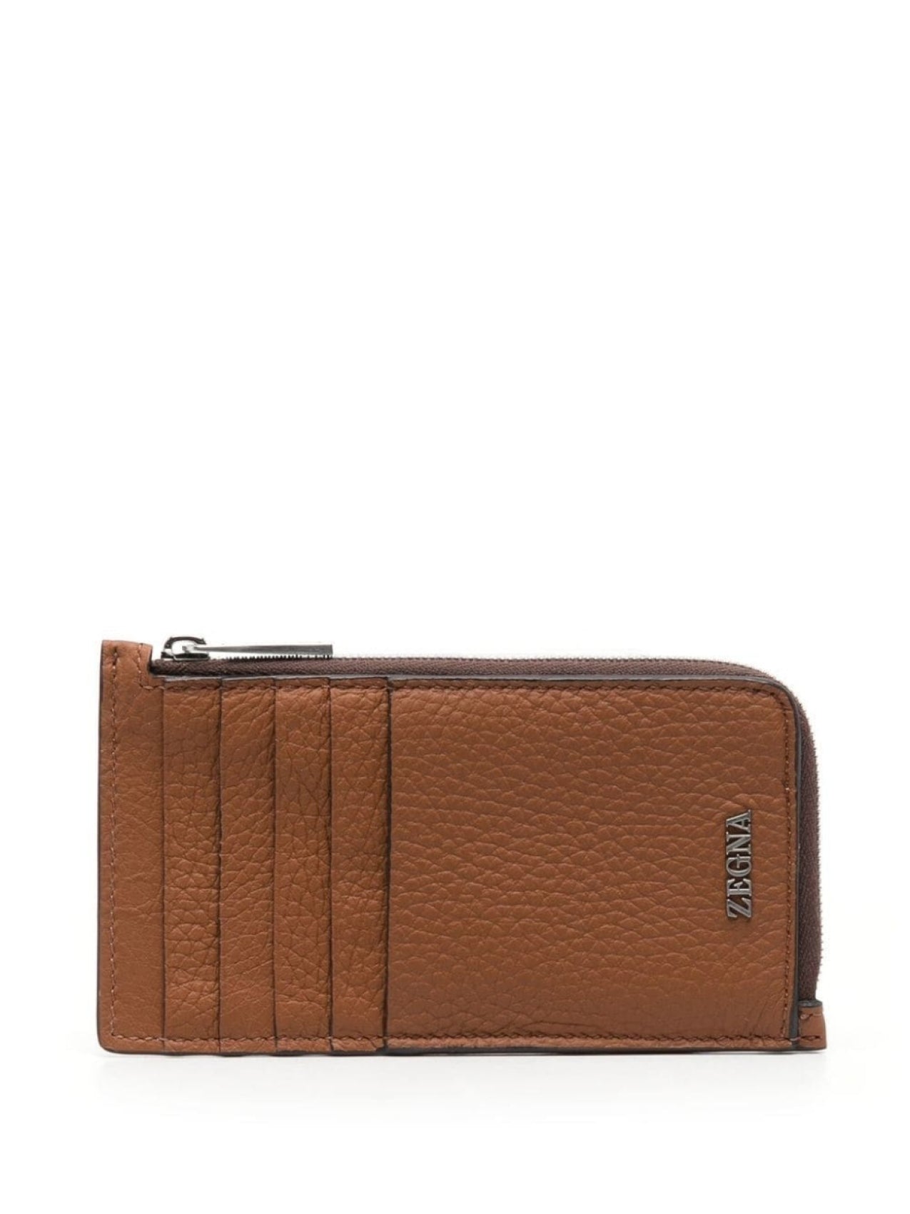 Zegna Wallet with All-Around Zip, Brown