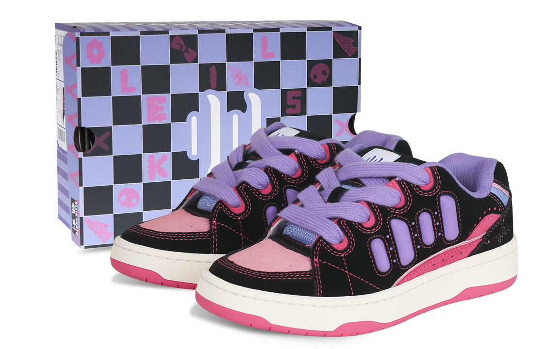 Ollieskate Unisex Skateboarding Shoes Black/Pink/Purple