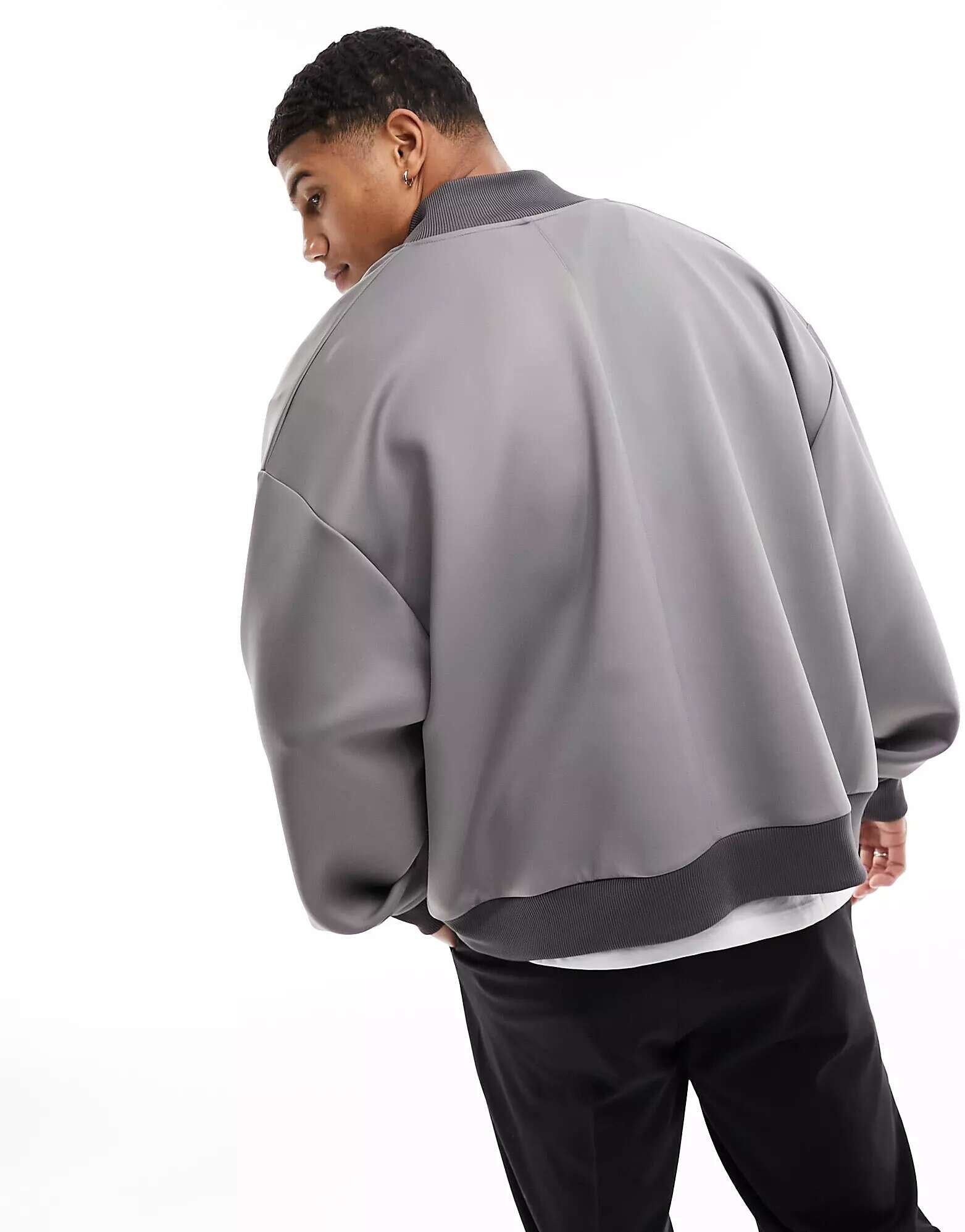 ASOS Oversized Bomber Jacket in Gray