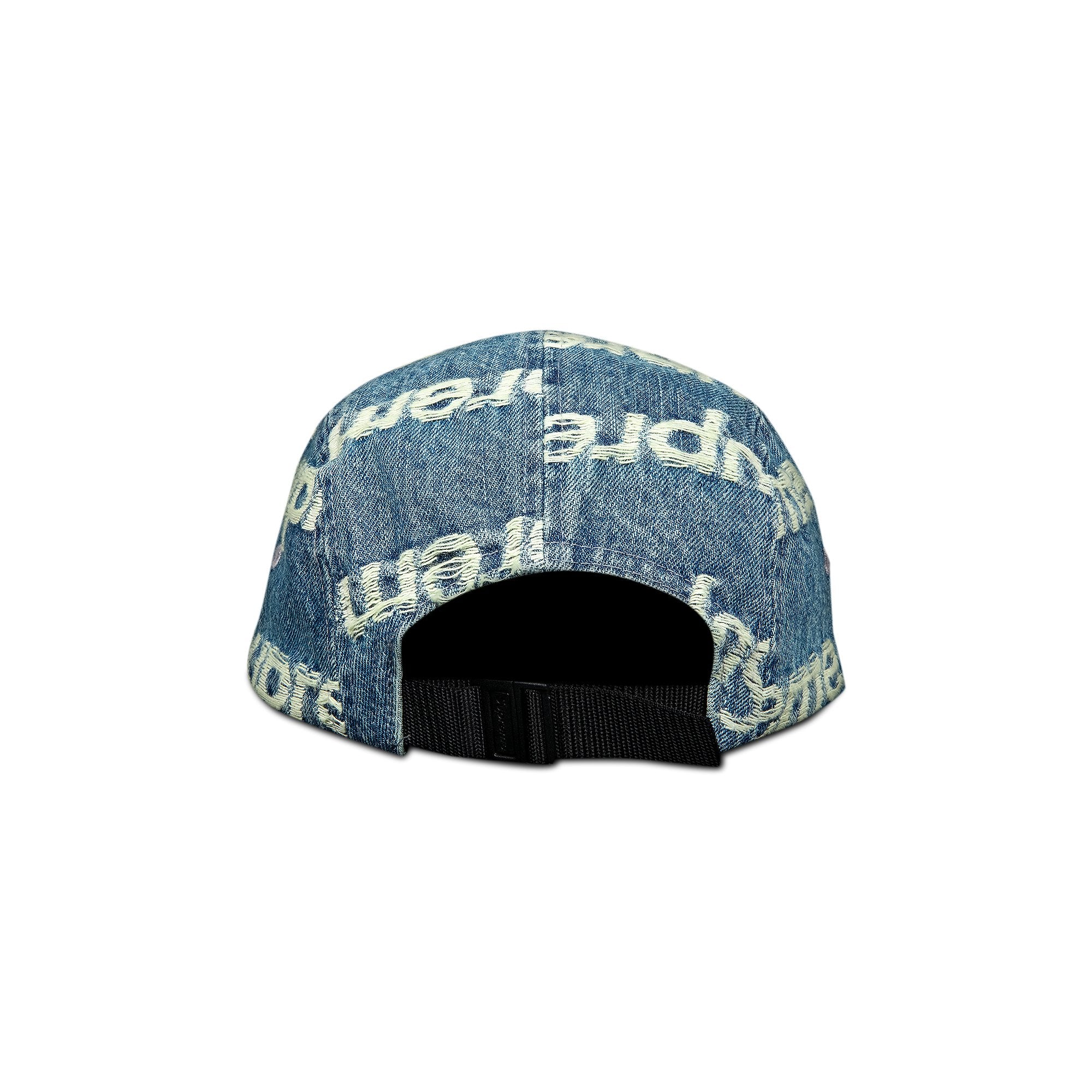 Supreme Denim Cap with Faded Logos - Blue