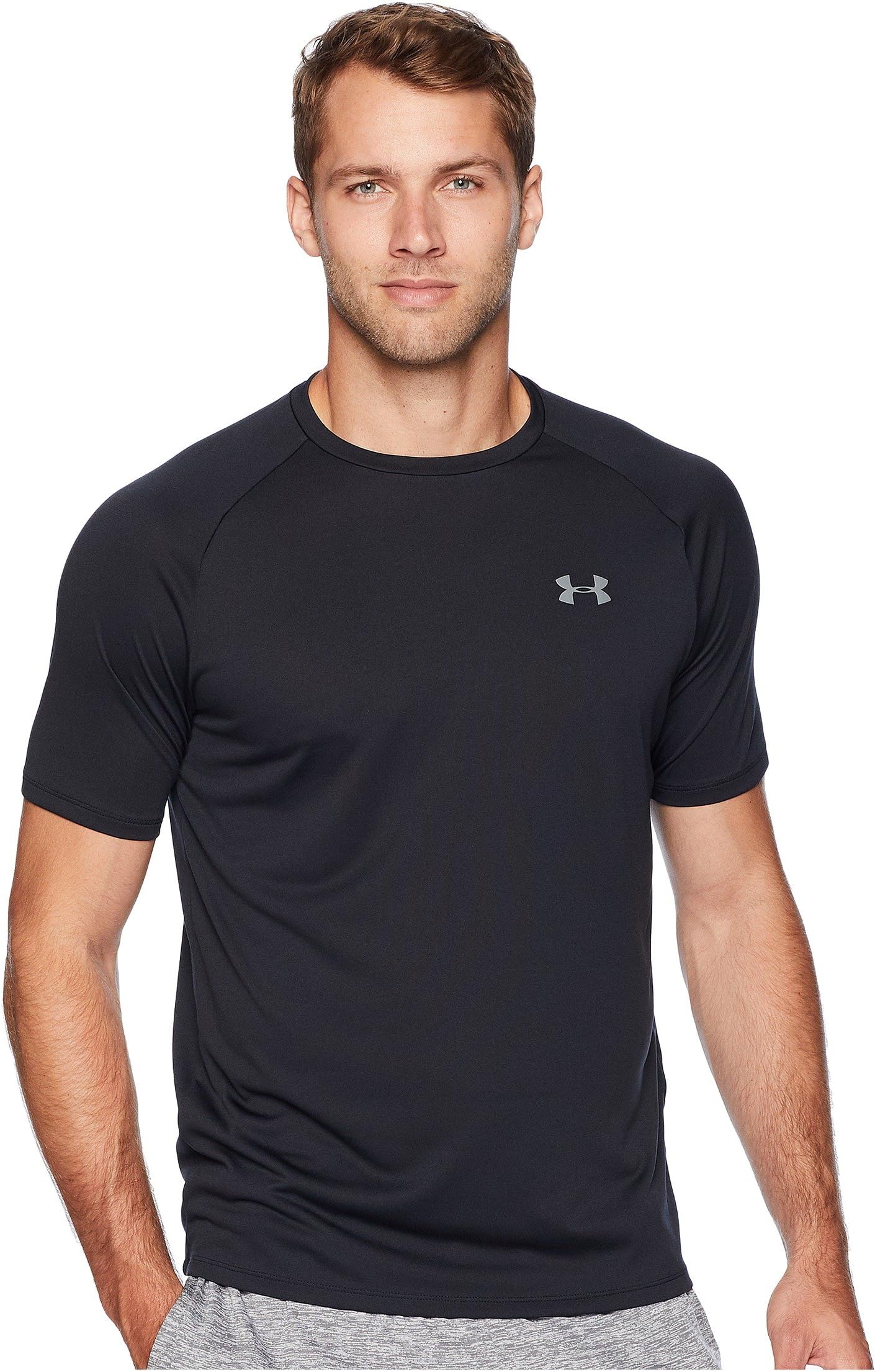 UA Tech Under Armor Short Sleeve T-Shirt, Black/Graphite