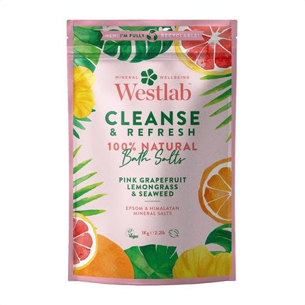 Westlabs Cleanse Epsom and Himalayan Salts with Lemongrass and Pink Grapefruit 1 kg, Westlab