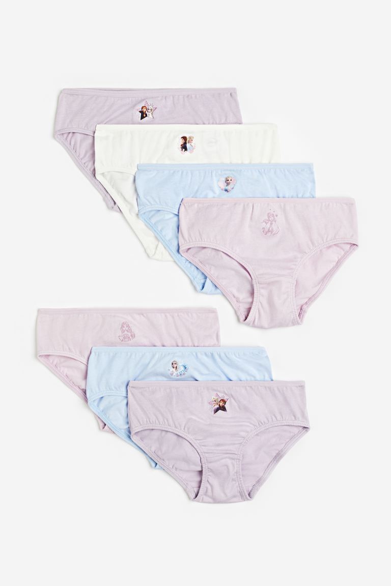 H&M Disney Frozen Cotton Briefs 7 Piece Set, Light Purple/Light Blue