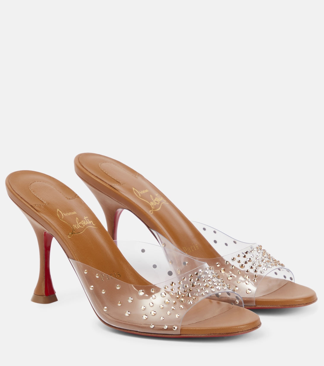 Nudes Degramule Christian Louboutin embellished mules, brown