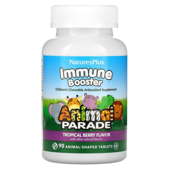 NaturesPlus Animal Parade Children's Immunity Booster, Tropical Berry 90 animal-shaped tablets