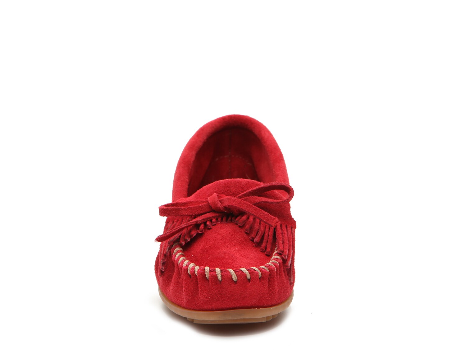 Minnetonka Kilty moccasins, red