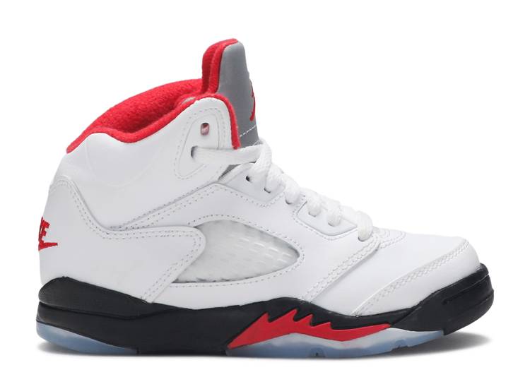 حذاء رياضي AIR JORDAN 5 RETRO PS 'FIRE RED' 2020، أبيض