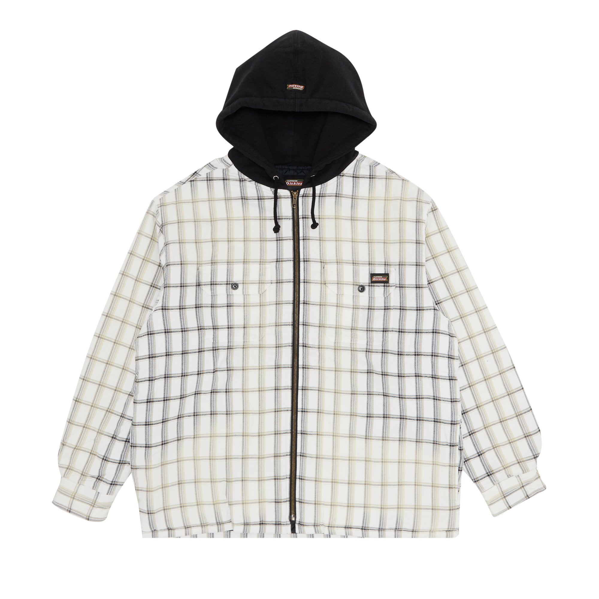 Supreme x Dickies Check Hooded Zip Shirt - White