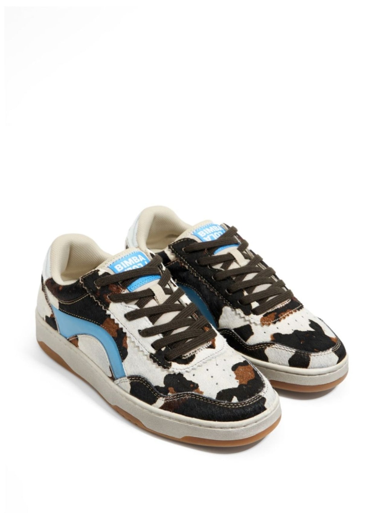 Bimba y Lola Cow Print Leather Sneakers White