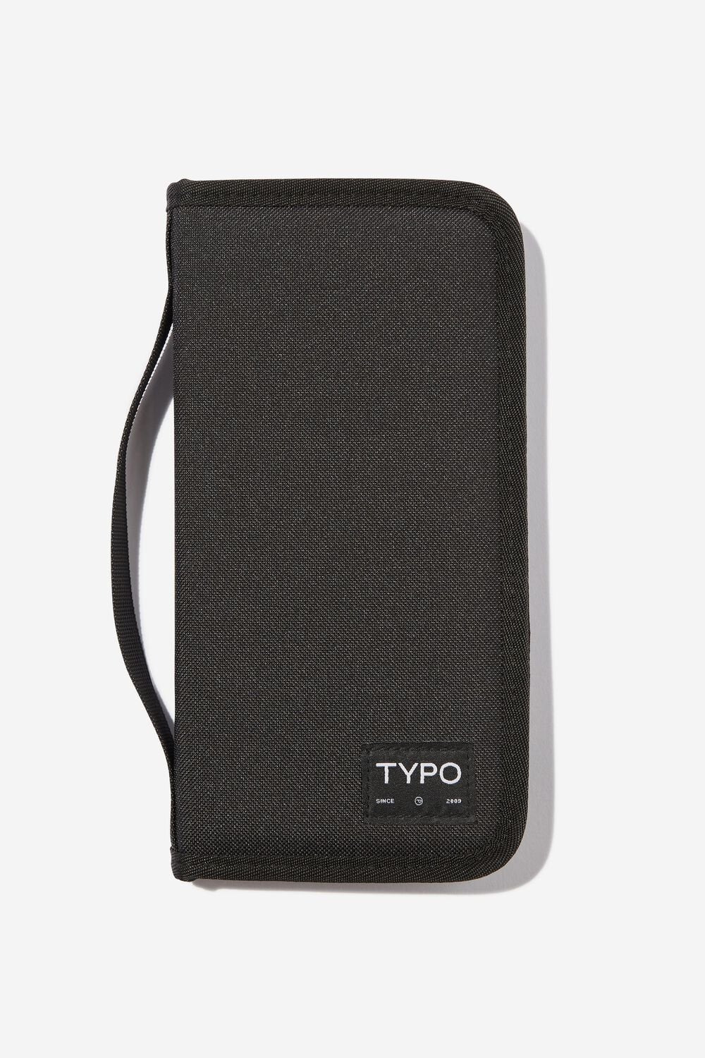 محفظة سفر حضرية مع علامات RFID Typo