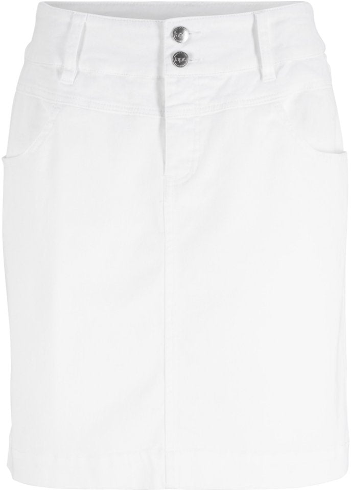 Stretch skirt with lycra Bpc Bonprix Collection, white