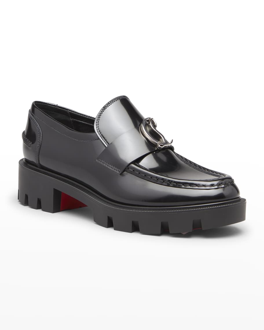 Medallion Christian Louboutin patent leather loafers with red sole