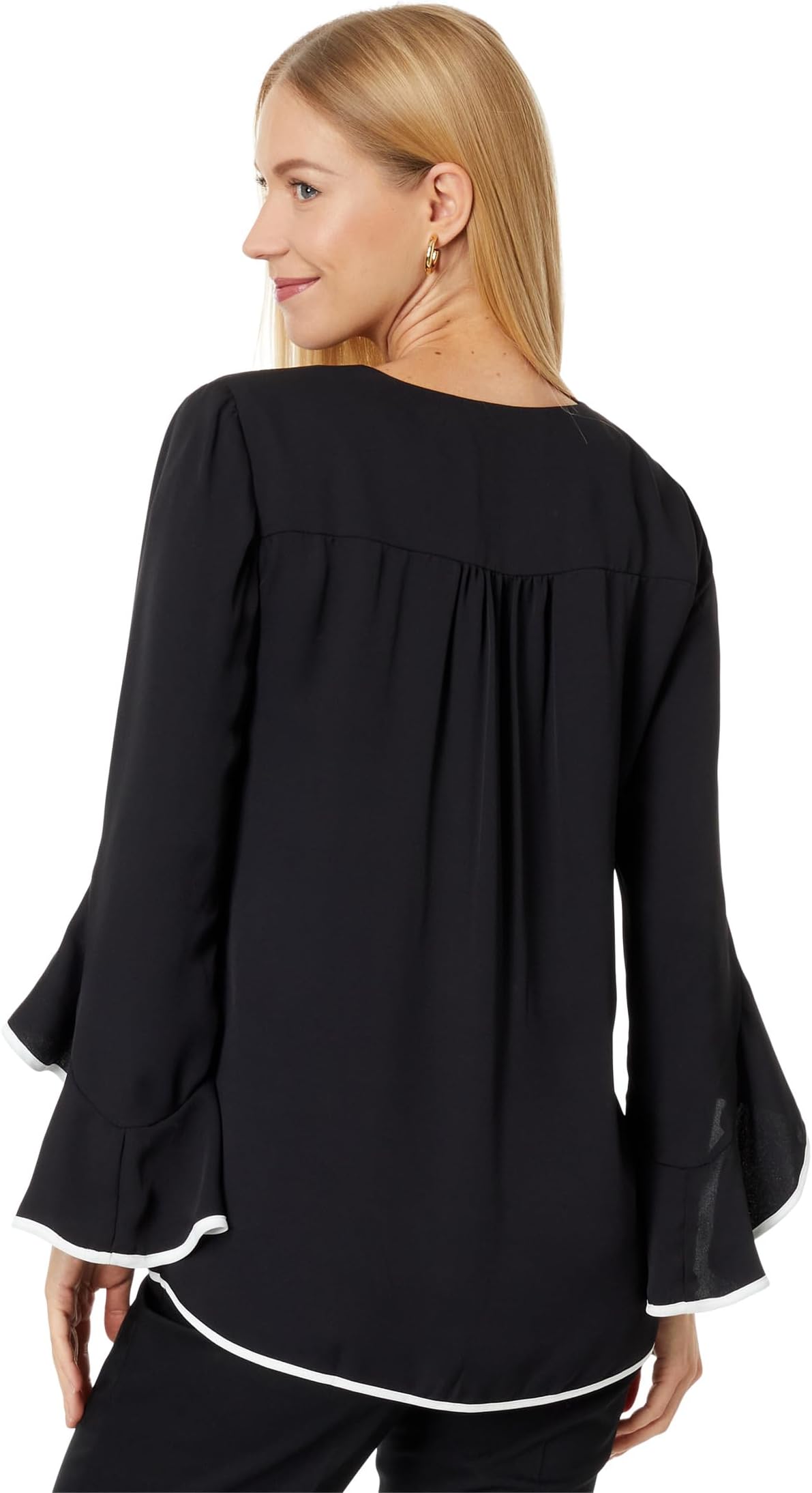 Vince Camuto V-Neck Overlapping Blouse in Rich Black