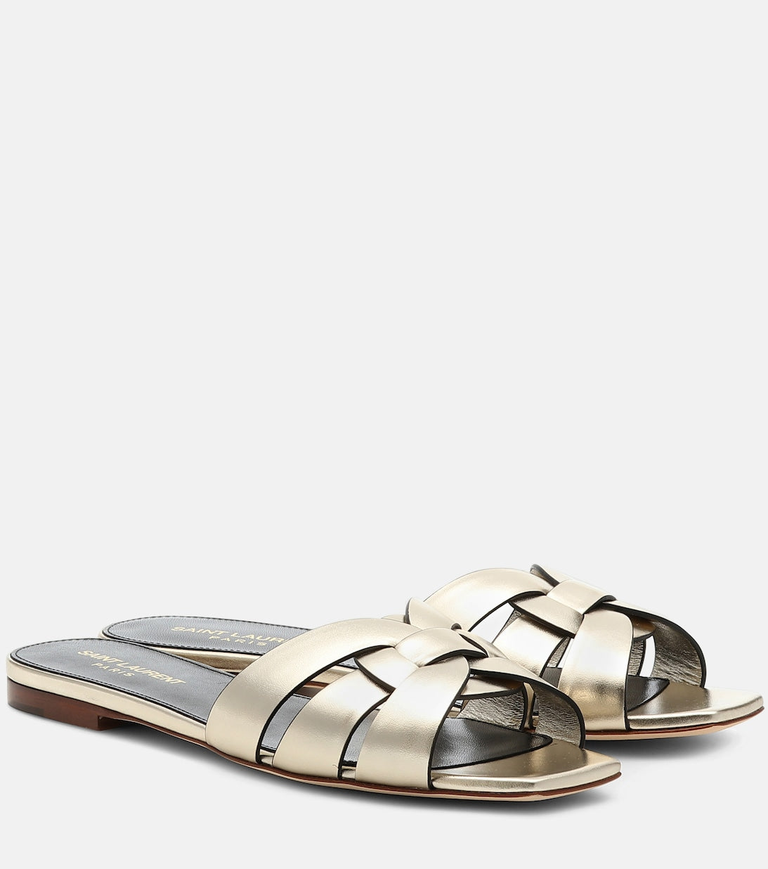 Tribute Nu Pieds 05 Saint Laurent leather slides, gold