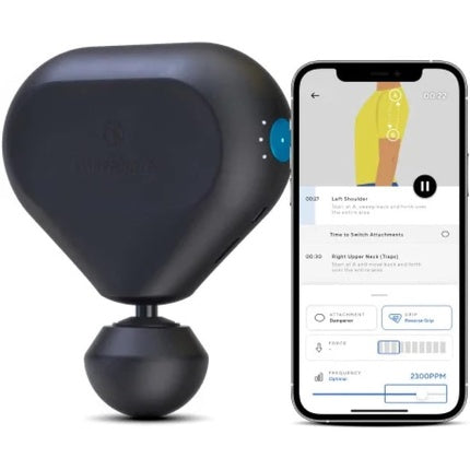 جهاز محمول للتدليك الإيقاعي Mini 2.0 بتقنية Quietforce و3 رؤوس رغوية سوداء، Theragun