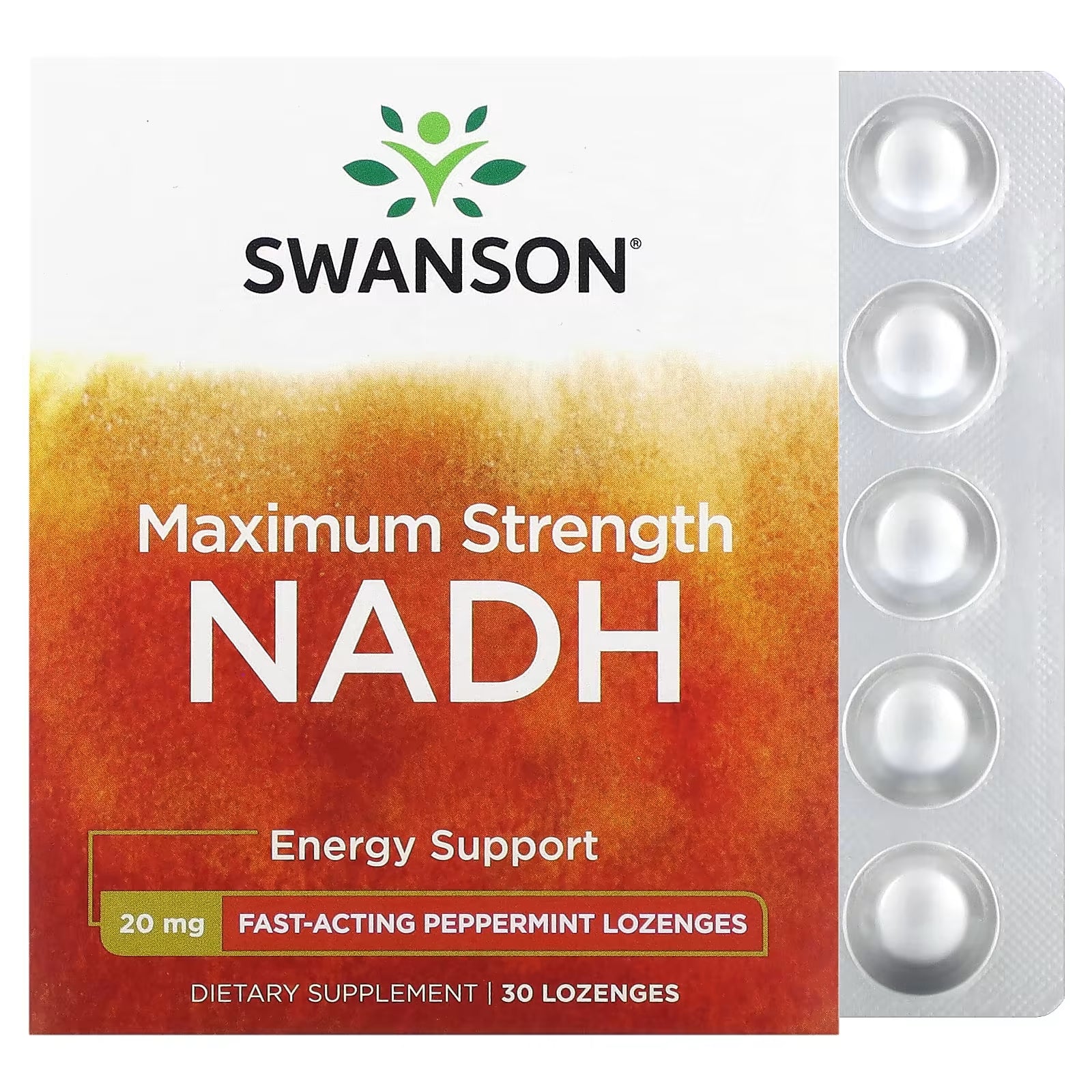 Dietary supplement Swanson NADH maximum strength, 20 mg., 30 tablets