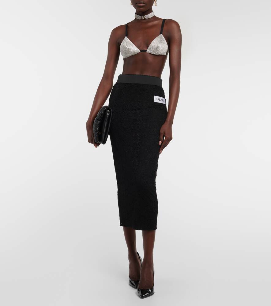 High-waist lace midi skirt from collaboration with Kim Kardashian DOLCE&GABBANA, black