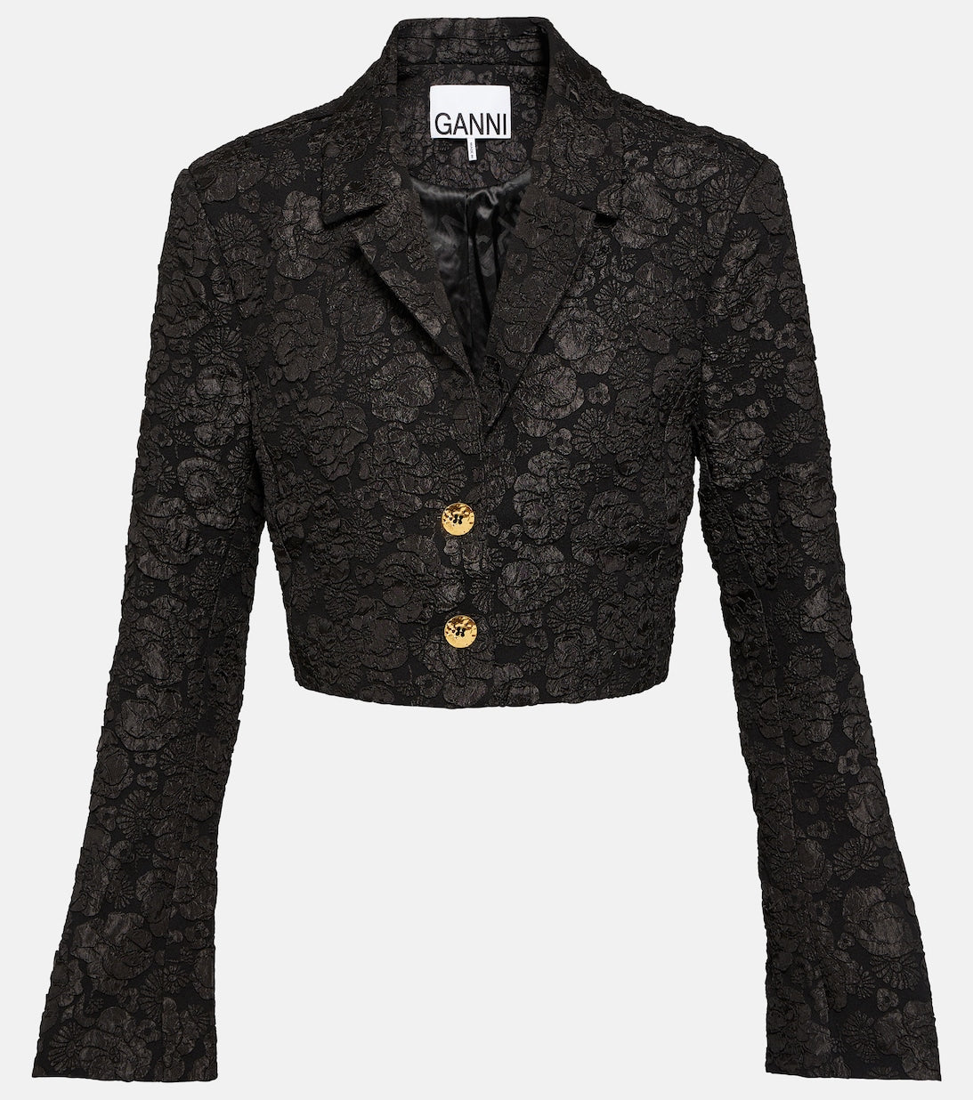 Jacquard cropped blazer GANNI, black