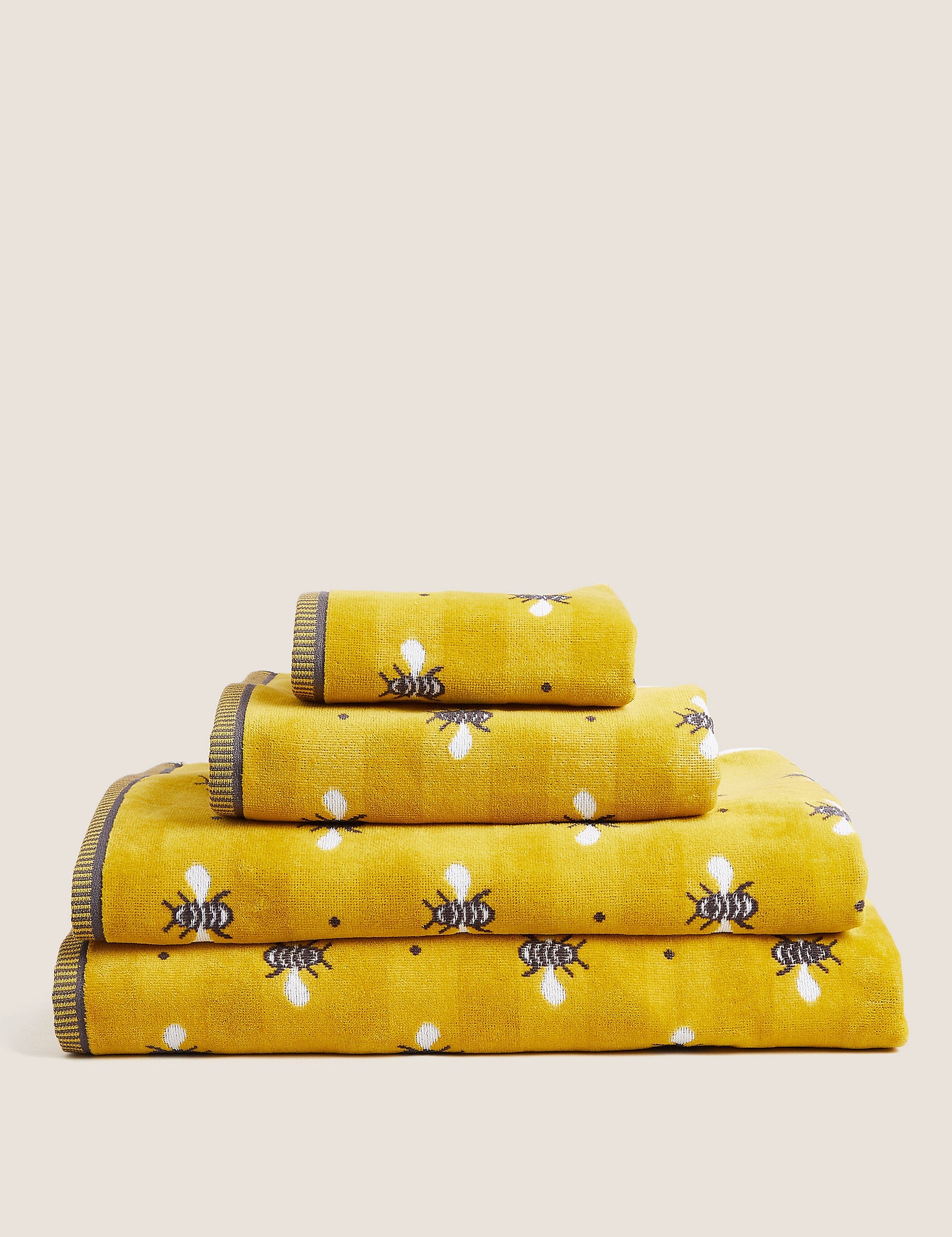 Marks & Spencer Pure Cotton Bee Repeating Towel, Ocher