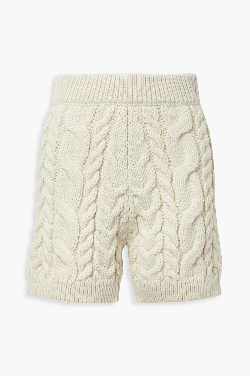 MR MITTENS cable knit wool shorts, ivory