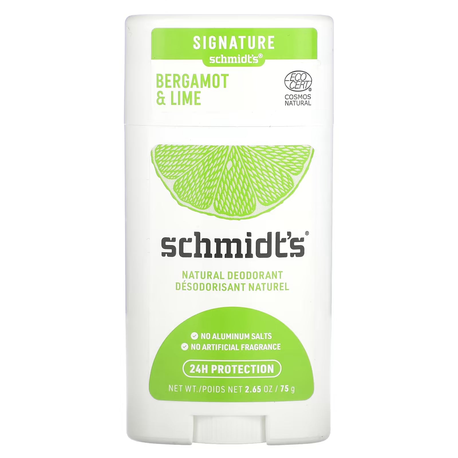 Schmidt's natural deodorant bergamot and lime, 75 g.