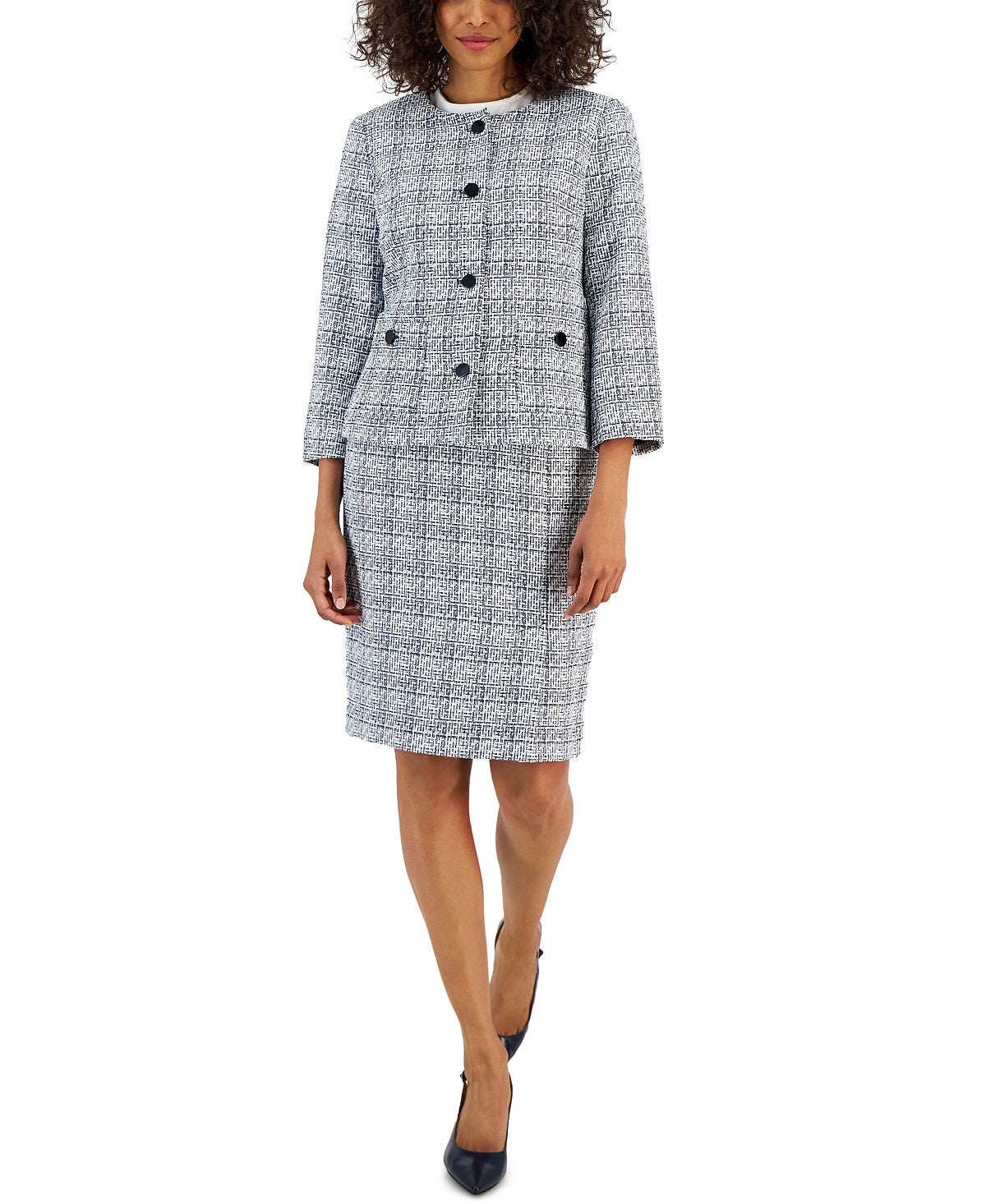 Women's tweed suit with button-down jacket and pencil skirt Nipon Boutique