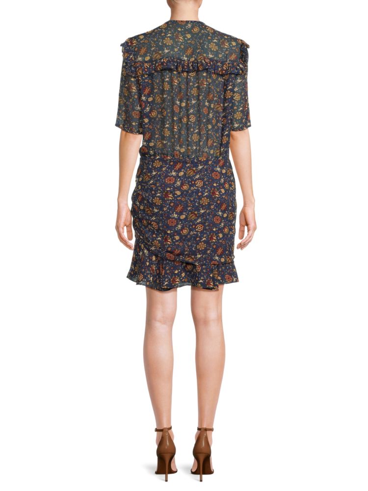 Veronica Beard Floral Dakota Mini Dress in Ink