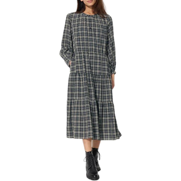 Women's Long Sleeve Dress Dark Gray Uniqlo