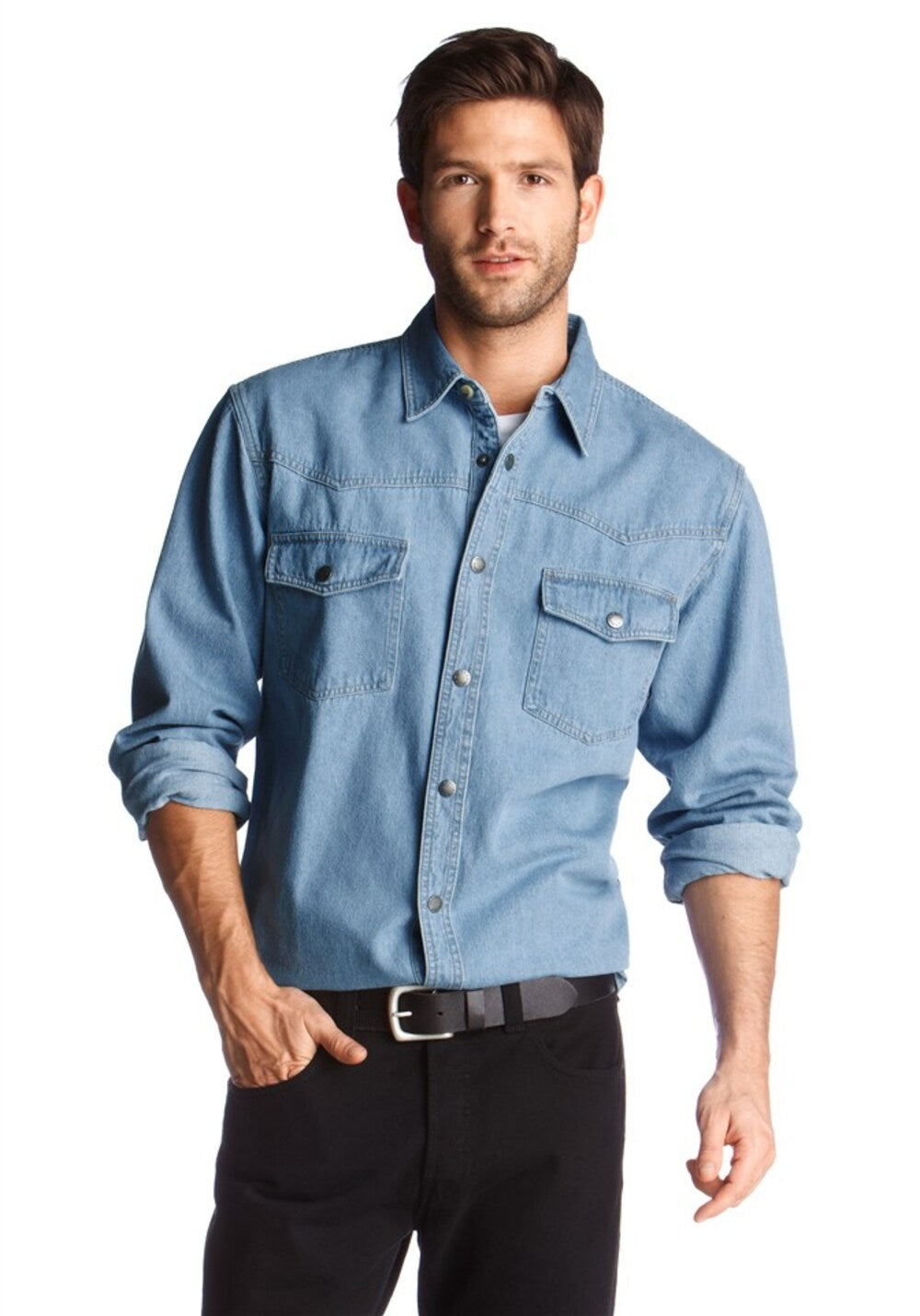 Arizona Comfortable Button Down Shirt, Smoke Blue