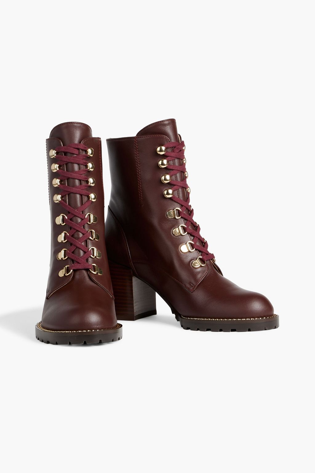 STUART WEITZMAN Kolbie Lace-up Leather Ankle Boots, Merlot