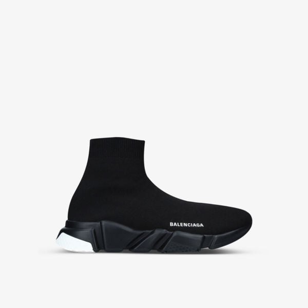 حذاء رياضي Balenciaga Speed ​​Slip-On للرجال محبوك بارتفاع متوسط، أسود