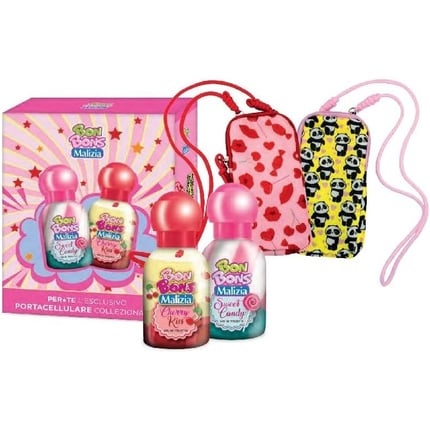 Bon Bons Malica Set of 2 Sweet Candy and Cherry Kiss Fragrances with Cell Phone Holder Malizia