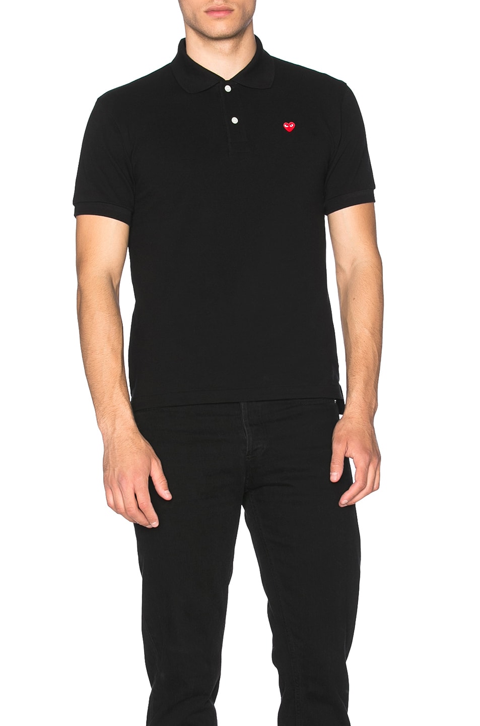 Polo Comme des Garçons Small Red Emblem Cotton, black