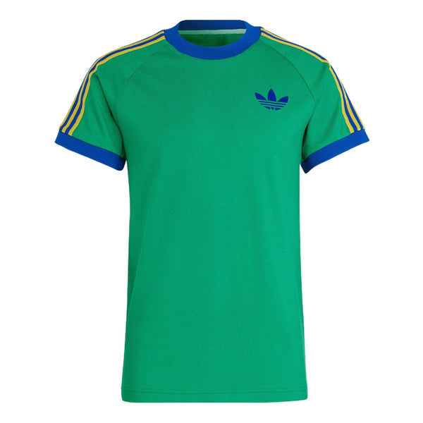 تي شيرت رجالي adidas originals Cali Tee Pattern Stripe Printed Blusher Round Neck Short Sleeve Green تي شيرت أخضر