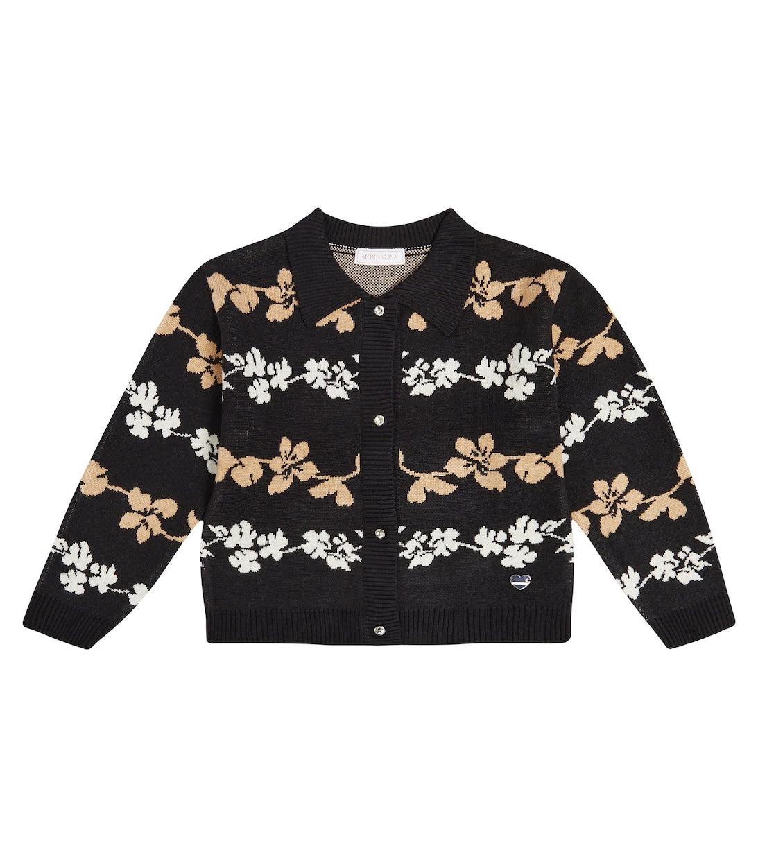 Monnalisa Floral Jacquard Cardigan, Black