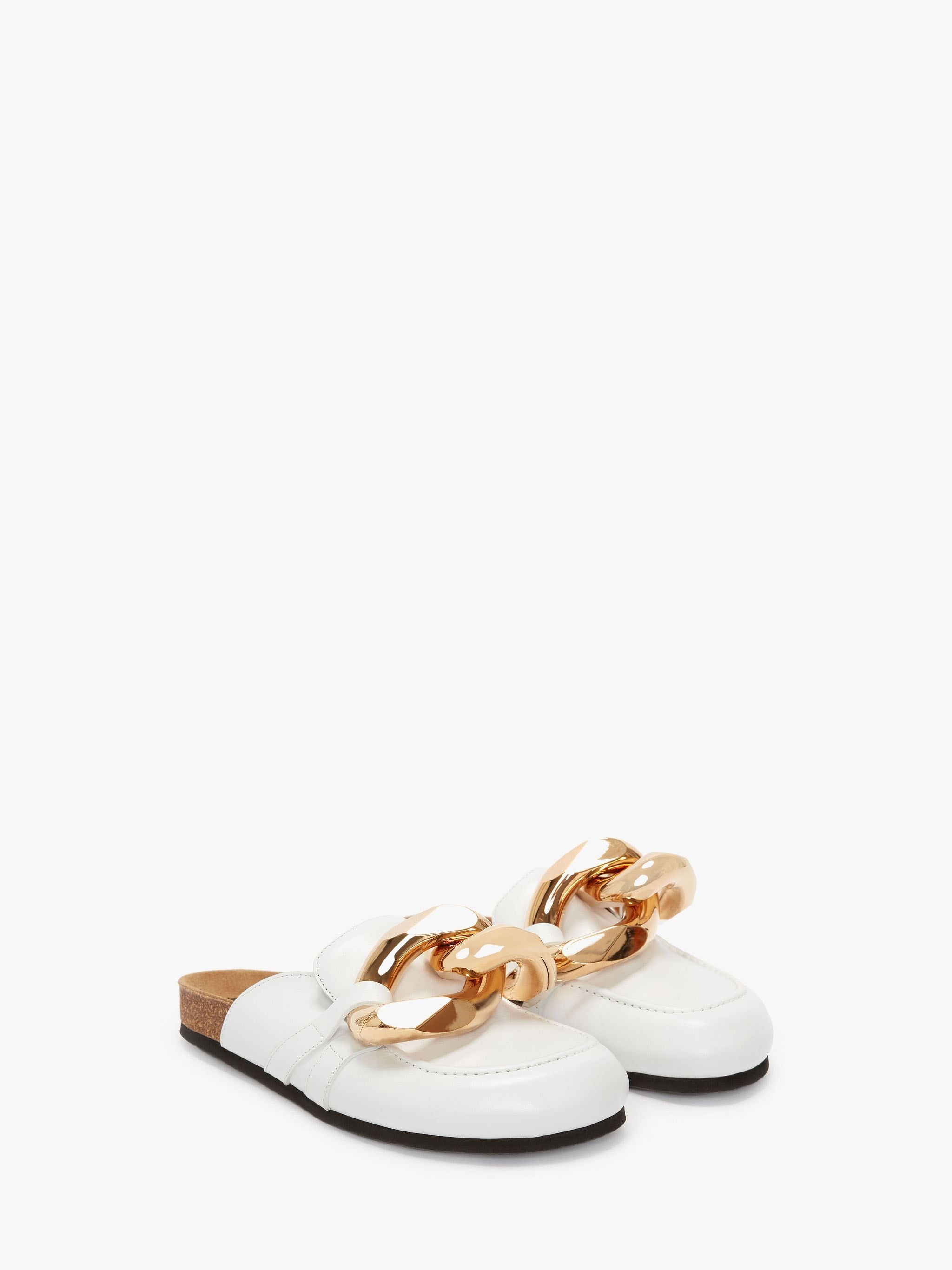 JW Anderson Leather Mules with Chain, White