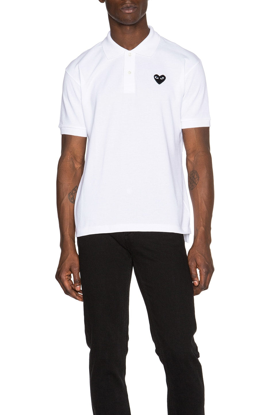 Polo Comme des Garçons Cotton With Black Emblem, white