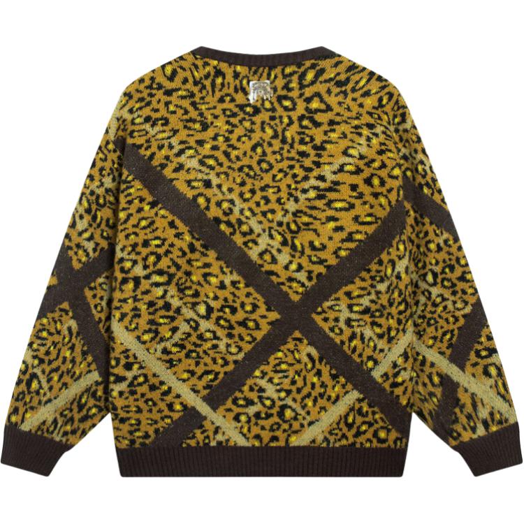 Badfive Knitwear Women Brown Leopard Print Lining