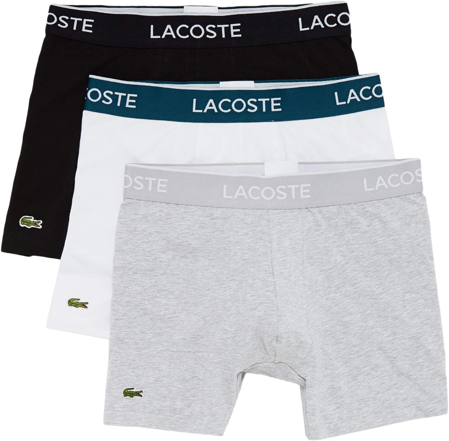 Casual classic boxer briefs, 3 pcs. Lacoste, Black/White/Silver Chine