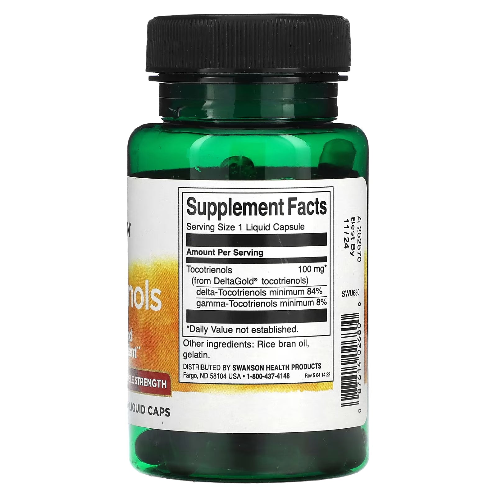 Swanson Double Strength Tocotrienols 100 mg, 60 Capsules