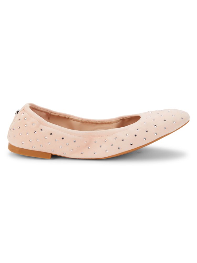 Stuart Weitzman Suede Glitter Ballerina Shoes in Rosewater