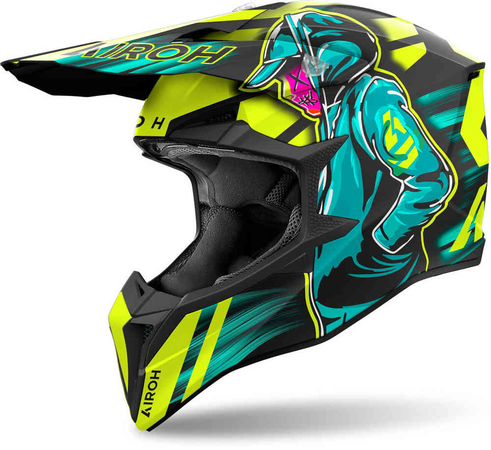 Wraaap Airoh Cyber Motocross Helmet, Yellow/Blue