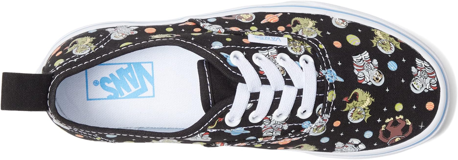 Authentic Elastic Lace Vans in Glow Cosmic Zoo Black/Blue