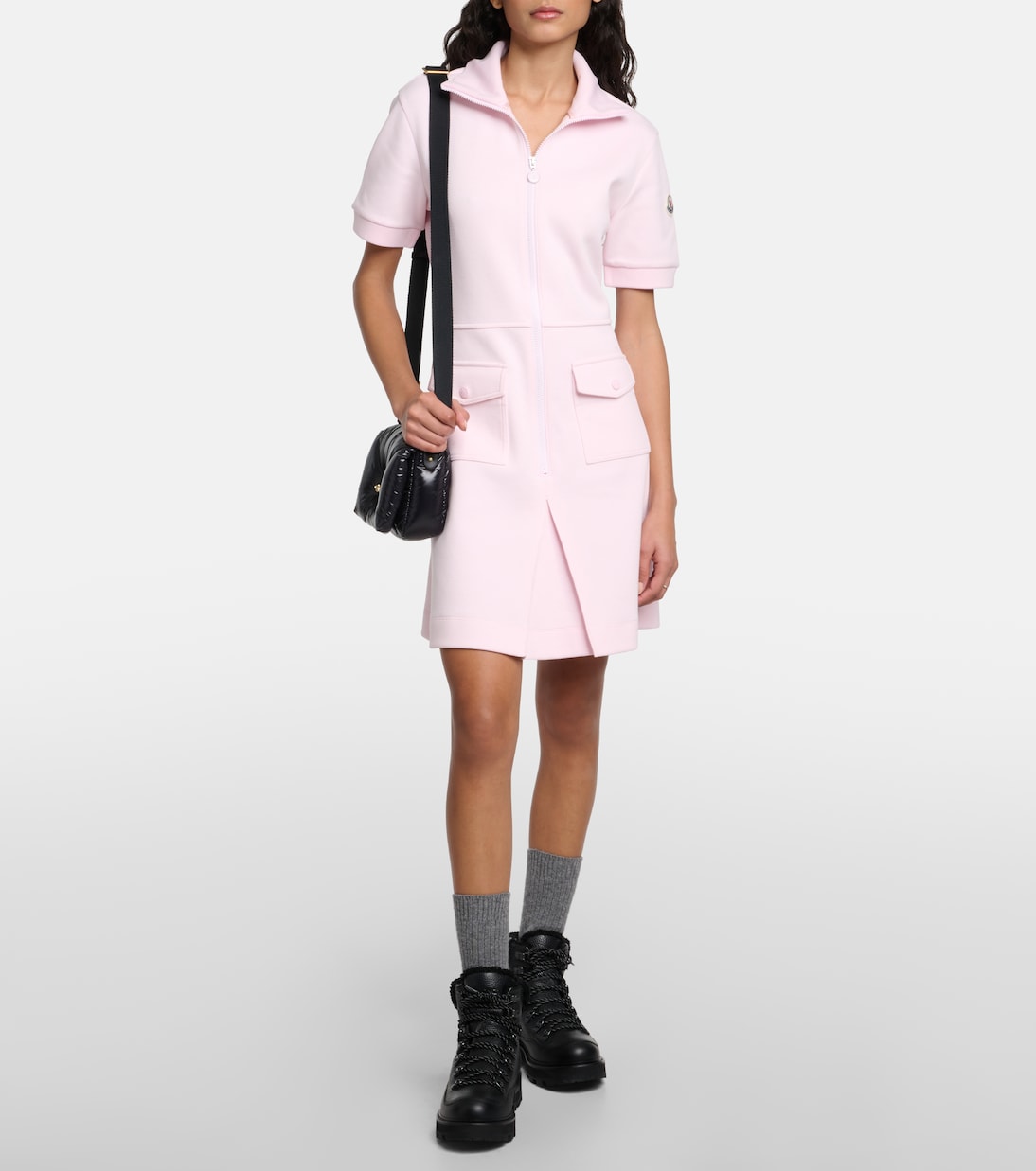 Moncler cotton mini dress, pink