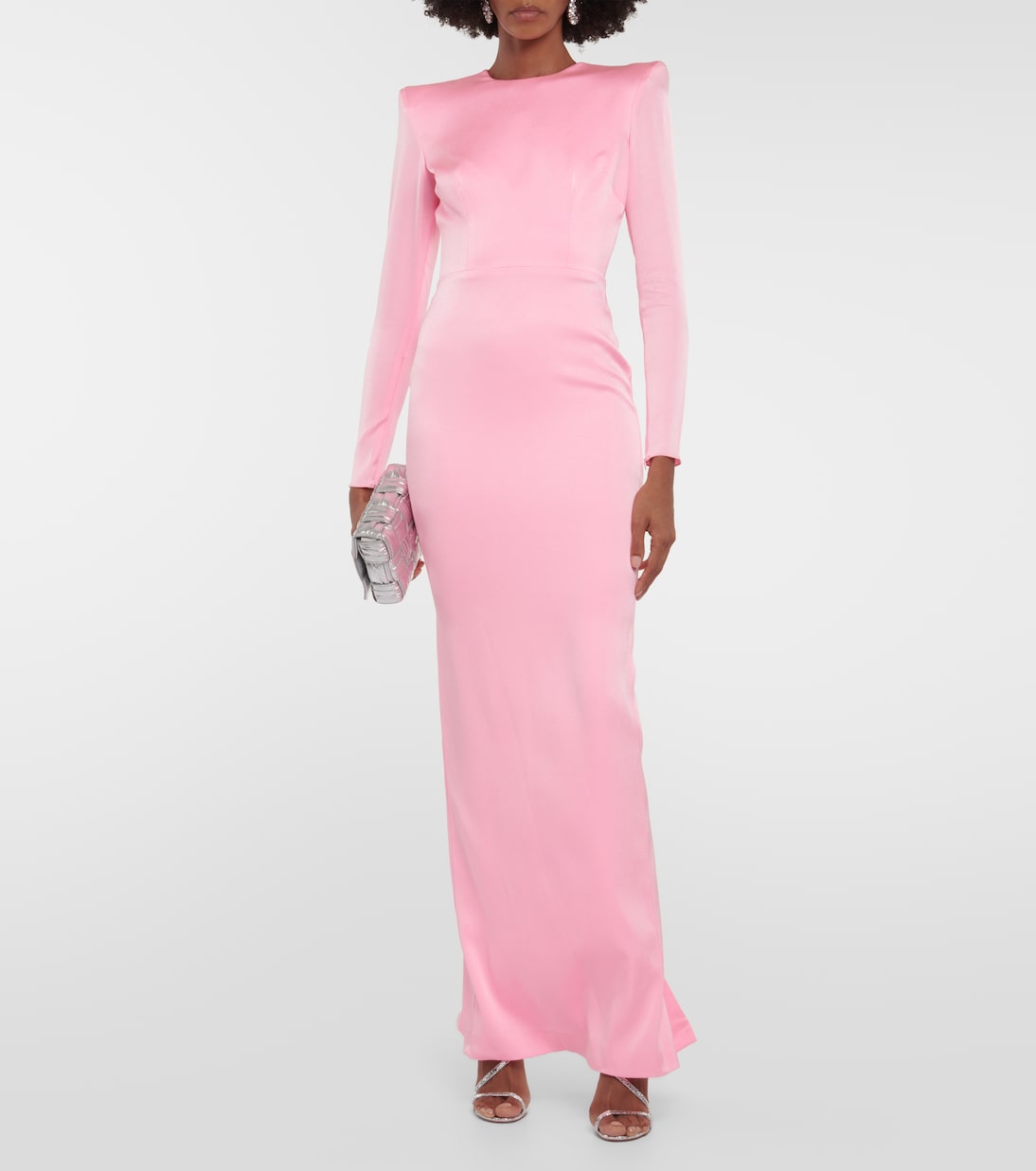 Alex Perry Satin Crepe Maxi Dress with Cutouts, Pink